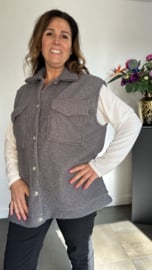 Teddy bodywarmer met knopen grijs