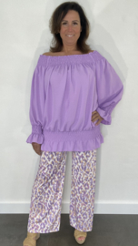 Broek met wijde pijp panter lila
