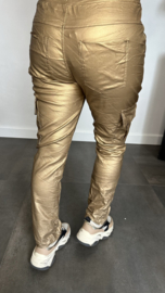 Cargo joggjeans leatherlook coating goud