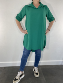 Blouse/ tuniek Liz met kraag groen SALE
