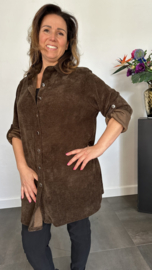 Baby rib blouse donker bruin