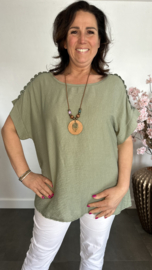 Shirt Nora kant +ketting Army