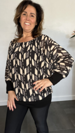 Blouse met boord tracks zwart