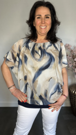 Blouse met boord Marble marine