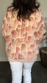 Blouse met boord Blocks roze