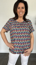 Ballon shirt met elastiek mini wave fuchsia (+size)