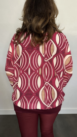 Blouse met boord elips bordeaux