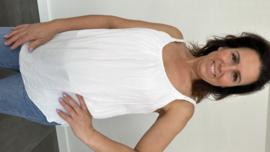 2-Laags top met gevlochten schouderbandjes wit