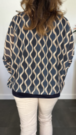 Blouse met boord wavy marine