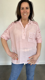 Blouse met kant Steffie roze