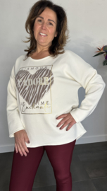 Sweater glitter j'adore ecru