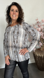 Ballon shirt met elastiek Snake grijs/wit