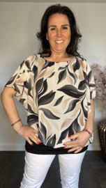 Blouse met boord Leaves zwart