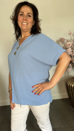 Shirt Kiki met knopen Jeans blauw
