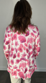 Stretch blouse travel furry spots fuchsia