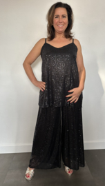Top Noèlle met pailletten zwart/ zwart +Size SALE
