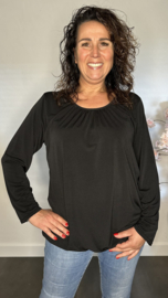 Ballon shirt travel met elastiek zwart