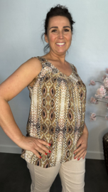 Ballon top met V-hals Python camel