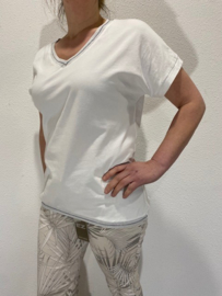 stoeprand Panter geloof T-shirt met zilver boord wit | Shirts & Tops | SASMODE.NL