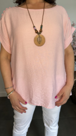 Shirt Nora kant +ketting Roze