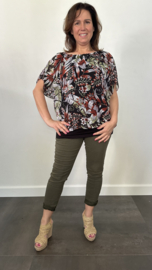 Blouse met boord fairy flower zwart