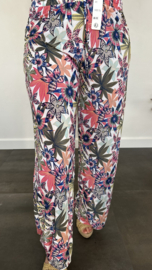 Flared broek gebloemd fuchsia
