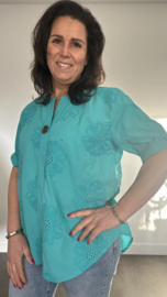 Geborduurde blouse Belle smaragd