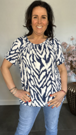 Ballon shirt met elastiek Zebra denim