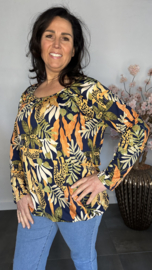 Ballon shirt met elastiek Panter palm marine