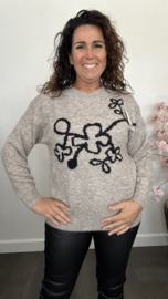 Gebreide trui Fleur Taupe