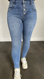 G-smack Jeans HIGH WAIST slim fit met glitter knopen