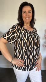 Ballon shirt met elastiek new elips zwart /camel