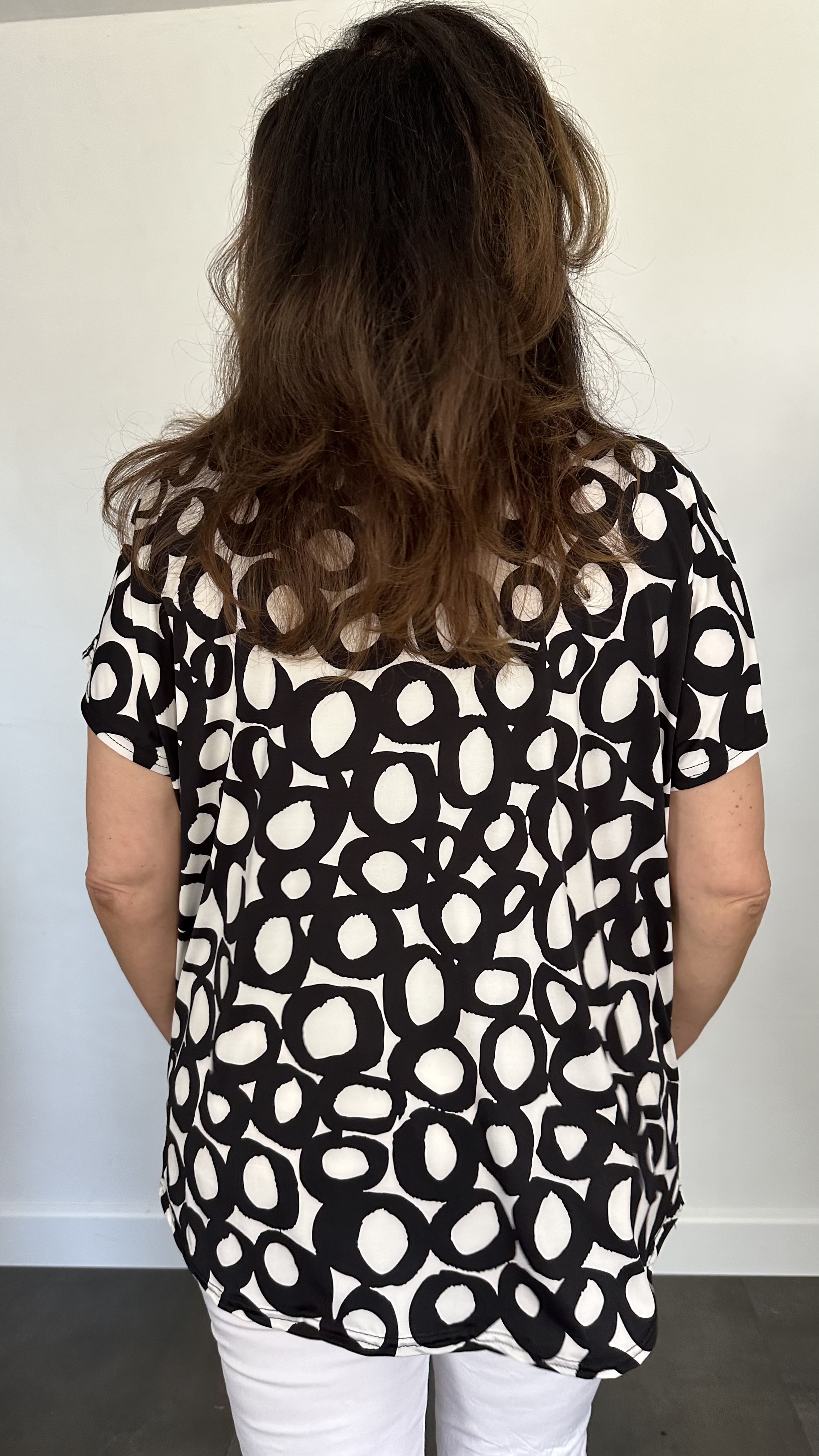Shirt Zipp cirkels zwart