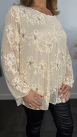 Top Christel met bloemen Champagne