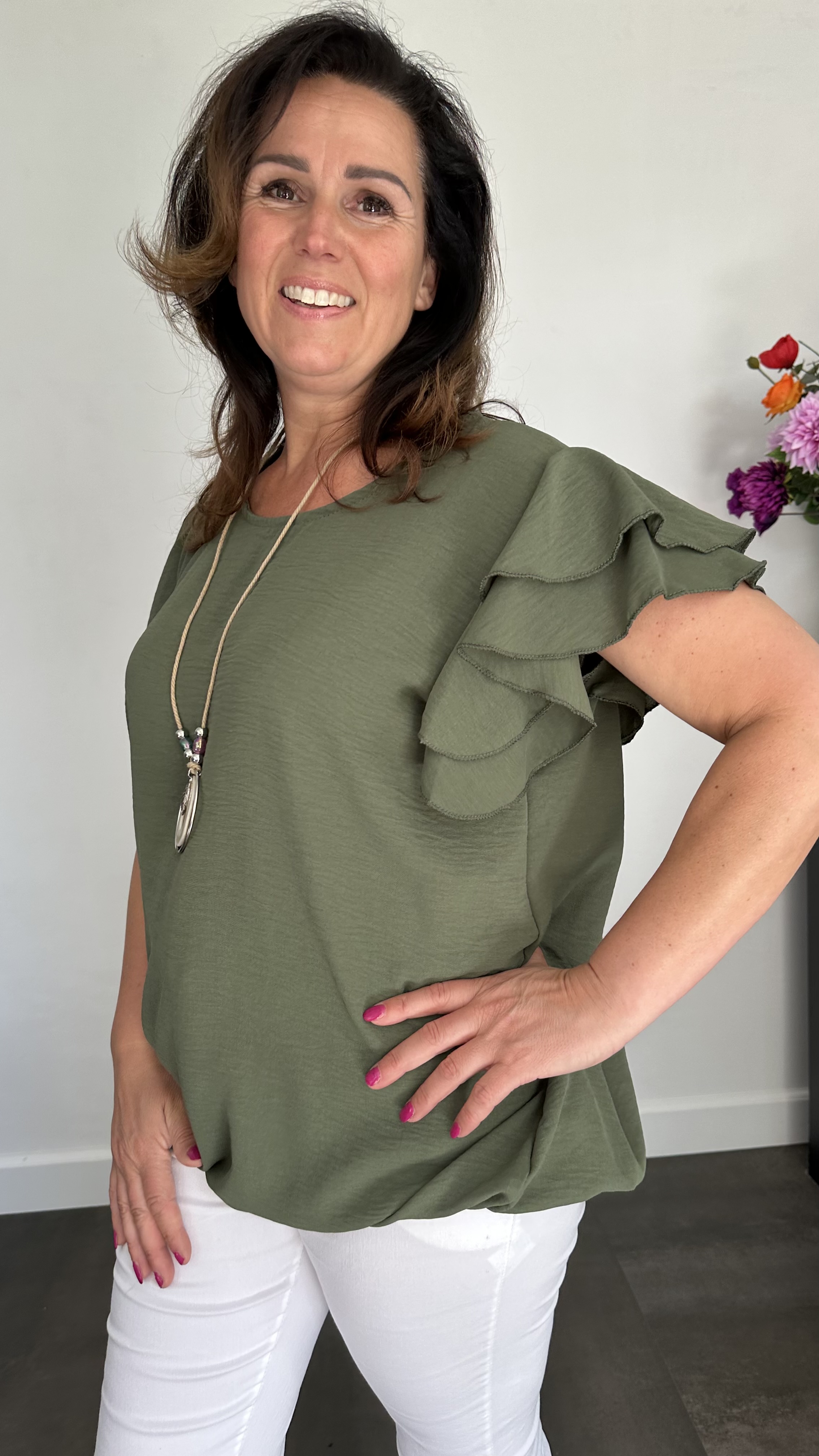 Shirt Celine met ketting +SIZE army