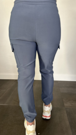 Cargo jogger in travel stof met elastiek jeans blauw