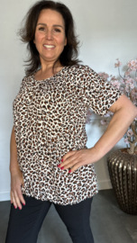 Ballon shirt met elastiek New Cheeta wit/bruin/zwart