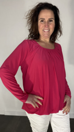 Ballon shirt travel met elastiek fuchsia (donker)