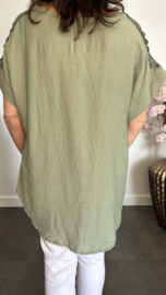 Shirt Nora kant +ketting Army