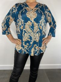 Shirt Lieke met v-hals versailles petrol SALE