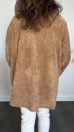 Baby rib vest met rits & capuchon +Size camel