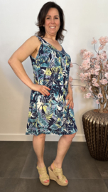 Jurkje met V-hals Leaves marine/mint/lime