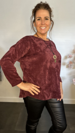 Baby rib sweater met ketting bordeaux