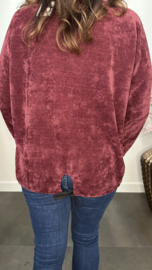 Baby rib sweater 2D reliëf print Bordeaux
