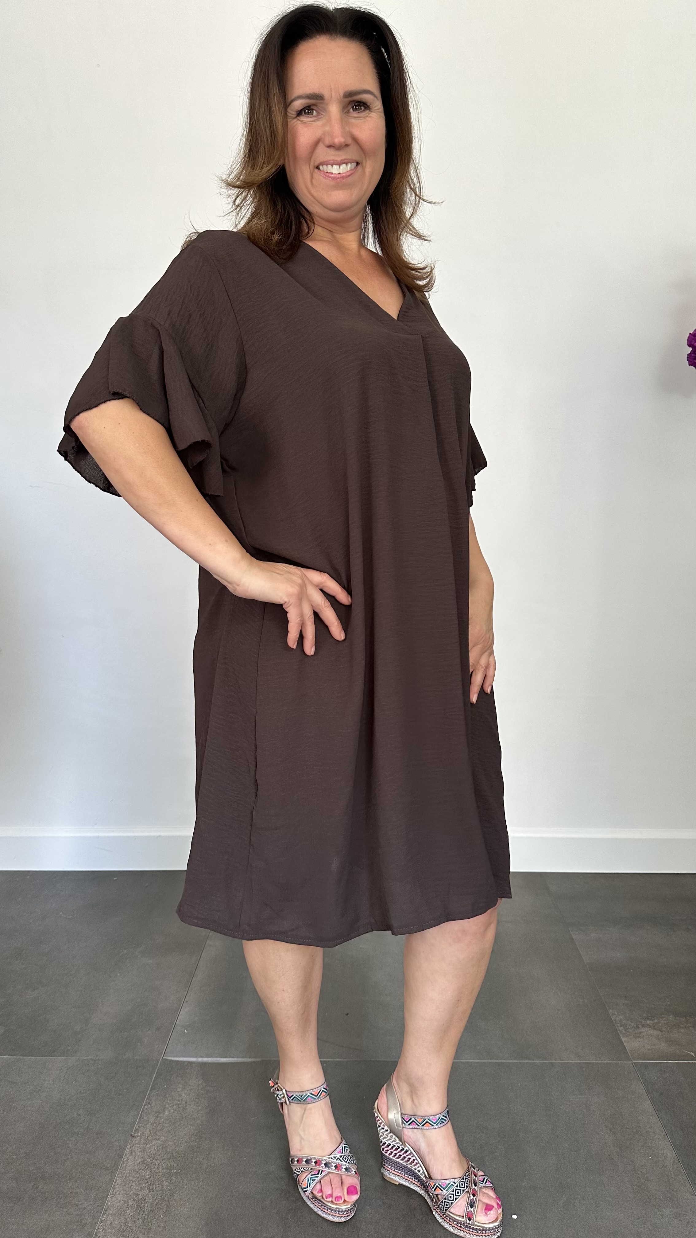 Jurk Niki +Size bruin