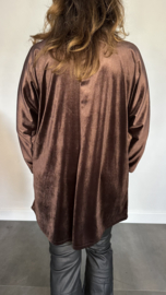 Velvet top met glitter zipp bruin SALE