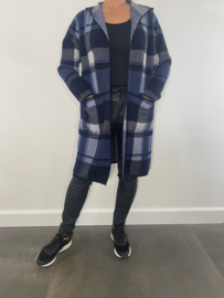 Geruit vest met capuchon blauw