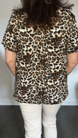 Ballon shirt met elastiek Luipaard zwart/ bruin