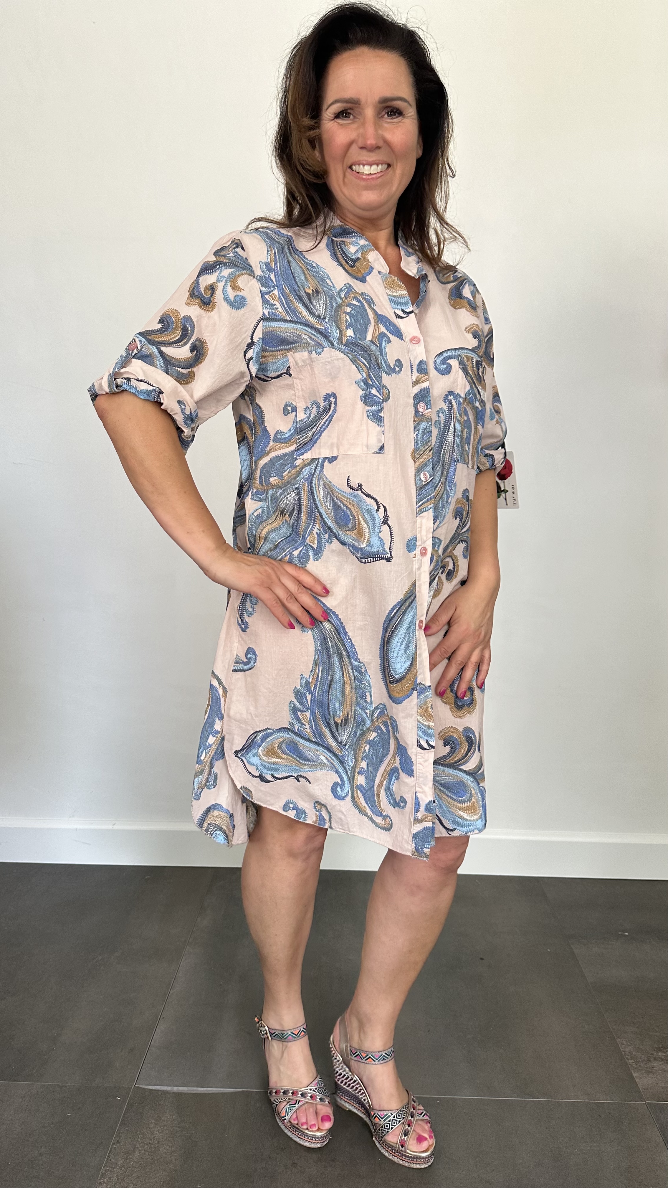 Blouse/jurk Sanne paisley roze