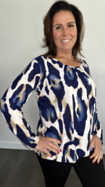 Ballon shirt met elastiek Faye blauw (+size)